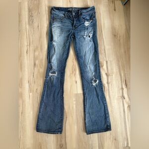 American Eagle Distressed Superkick Bootcut Jeans